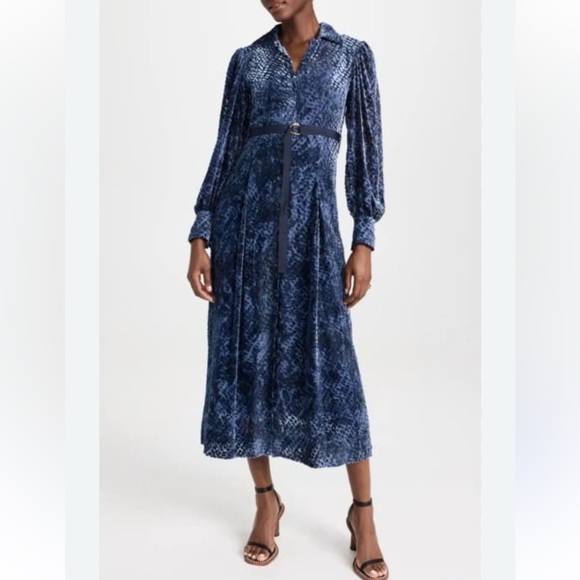 Ulla Johnson Blue Velvet Midi Dress - Picture 2 of 4